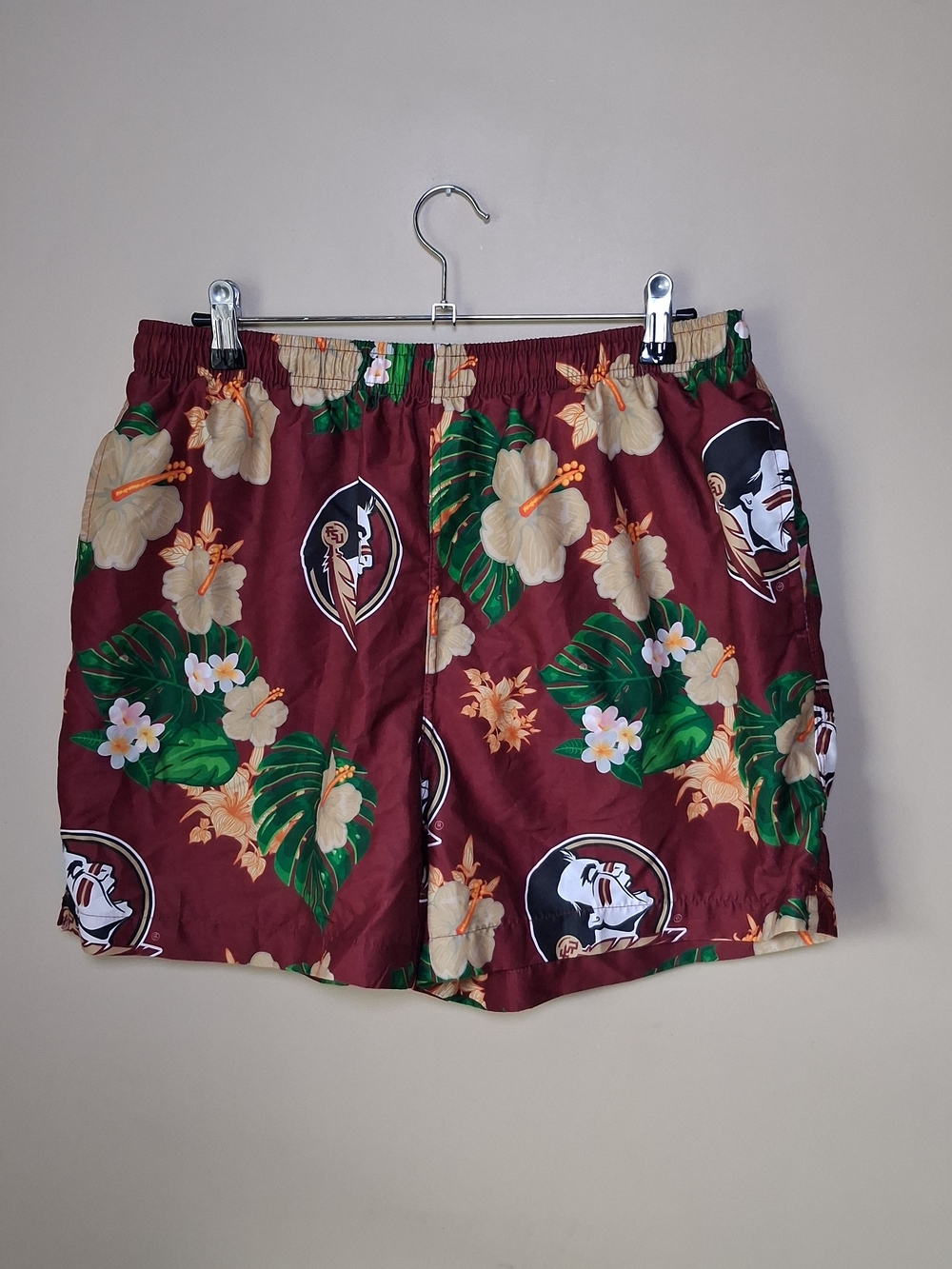 FOCO Men's Florida State Seminoles Floral Hawaiian Swim Suit Trunks; Sz. XL